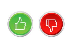 Flat green button on red background. Ok sign. Trumb up, great design for any purposes. Social media concept. Vector stock illustration