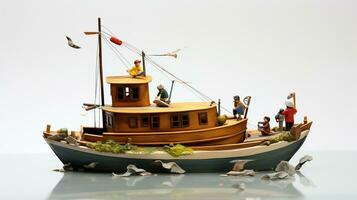 Displaying a 3D miniature Boat. Generative AI photo