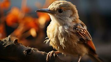 Close-up photo of a Nightingale looking any direction. Generative AI