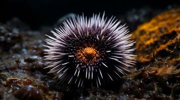 Wildlife photography of Photo of Urchin. Generative AI