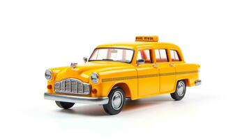 mostrando un 3d miniatura Taxi. generativo ai foto
