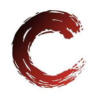 Red ink round stroke on white background. Vector illustration of grunge circle stains. Enso calligraphy element japanese or chinese style