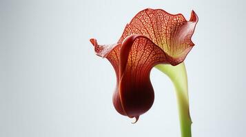 Photo of beautiful Pitcher Plant flower isolated on white background. Generative AI