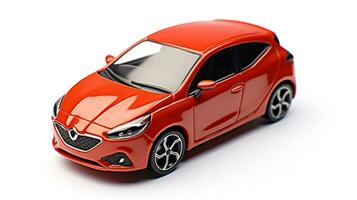 Displaying a 3D miniature Hatchback car. Generative AI photo