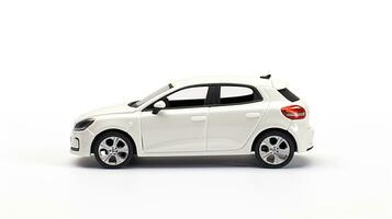 mostrando un 3d miniatura hatchback coche. generativo ai foto