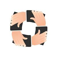 Abstract teamwork hands sign for concept design. Business concept. Teamwork, cooperation vector