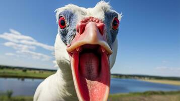 Photo of a Muscovy Duck in the Farmland. Generative AI