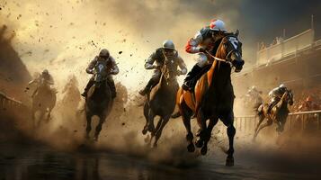 Horse racing's photo. Generative AI photo