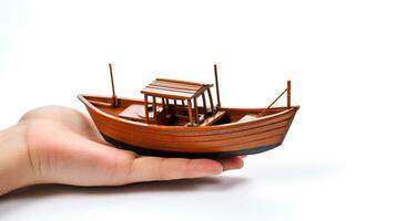 Displaying a 3D miniature Boat. Generative AI photo