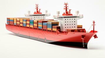Displaying a 3D miniature Cargo Ship. Generative AI photo