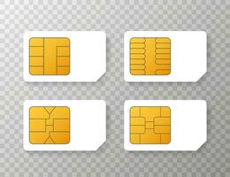 Vector Mobile Cellular Phone Sim Card Chip Isolated on Background.