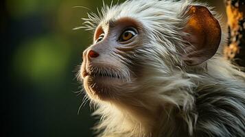 Close-up photo of a Monkey looking any direction. Generative AI