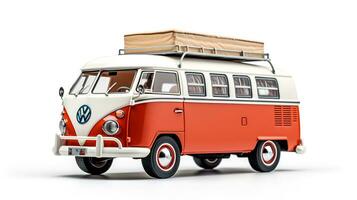 Displaying a 3D miniature Camper Van. Generative AI photo