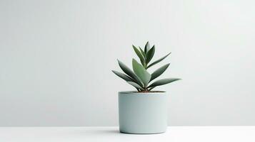 Photo of Lambs Ear flower in pot isolated on white background. Generative AI