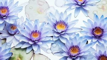 Water Lily flower patterned background. Flower texture background. Generative AI photo
