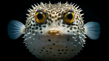 Wildlife photography of Photo of Pufferfish. Generative AI