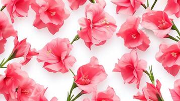 Gladiola flower patterned background. Flower texture background. Generative AI photo