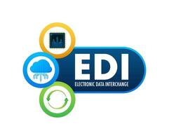 EDI   electronic data interchange. Devices, volume, database Vector illustration