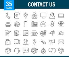 Trendy icon with contact us Thin line business icon set. for web design. Vector stock illustration