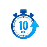 The 10 minutes, stopwatch vector icon. Stopwatch icon in flat style, timer on on color background. Vector illustration