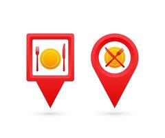 Map pointer with restaurant. Pin Point food. Vector stock illustration