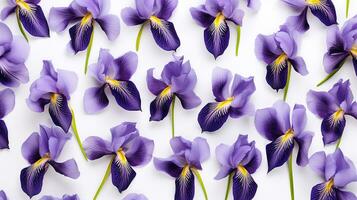 Iris flower patterned background. Flower texture background. Generative AI photo