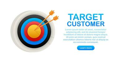 Target customer with an arrow flat icon concept market goal vector picture image. Concept target market, audience, group, consumer