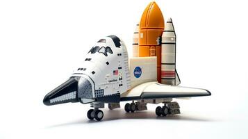 Displaying a 3D miniature Space Shuttle Challenger. Generative AI photo