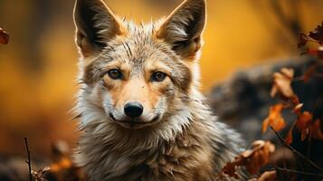 Close-up photo of a Jackal looking any direction. Generative AI