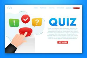 Quiz logo with speech bubble symbols, concept of questionnaire show sing, quiz button, question competition. Vector illustration.