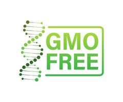 Green colored GMO free emblems, badge, logo, icon. Vector stock illustration