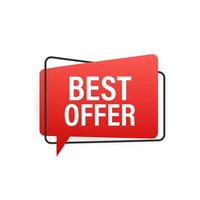 Best Offer grunge style red colored. Discount label. Vector stock illustration.