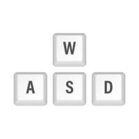 WASD computer keyboard buttons. Desktop interface. Web icon. Gaming and cybersport. Vector stock illustration