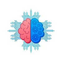 Digital brain in 3d style on light background. Big data vector background. Business vector icon