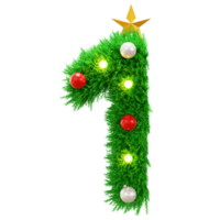 Christmas time countdown number with 3d grass text png