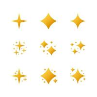 Gold sparkles symbols vector. The set of original vector stars sparkle icon. Bright firework, decoration twinkle, shiny flash. vector stock illustration.