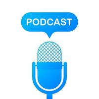 Podcast icon like on air live. Podcast. Badge, icon, stamp, logo. Radio broadcasting or streaming. Vector illustration.