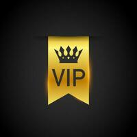 Gold VIP club label on black background. Vector stock illustration.