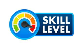 Skill levels growth, meter indicator. Skills enhancement. Vector stock illustration