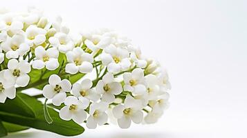 foto de hermosa dulce alyssum flor aislado en blanco antecedentes. generativo ai