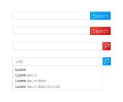 Search bar vector element design. Set of search bar boxes. UI interface template. Vector illustration.