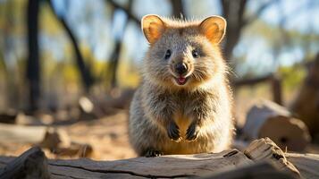 de cerca foto de un quokka mirando ninguna dirección. generativo ai