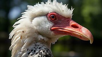 Close-up photo of a Muscovy Duck looking any direction. Generative AI