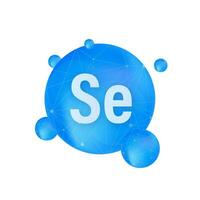 Mineral Se Selenium blue shining pill capsule icon. Substance For Beauty. Selenium Mineral Complex vector