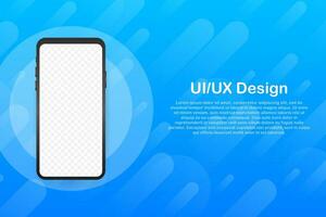 Device mockup banner. Smartphone UI UX design interface. Blank screen for media sale promotion. Vector stock illustration