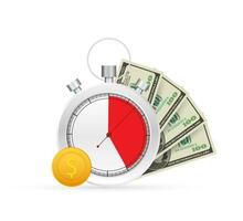 rápido crédito. reloj y bolsa, hora es dinero, rápido préstamo, pago período, ahorros cuenta. vector valores ilustración