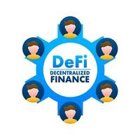 DeFi   Decentralized Finance. Financial technology, blockchain. Digital wallet. Vector stock illustration
