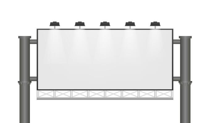 Billboard on light background. Empty white vector horizontal poster template. Template for marketing design. Vector stock illustration