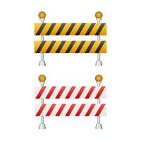 Under Construction Barrier. Road closed on white background. Fence of building or repair works sign. Vector stock illustration