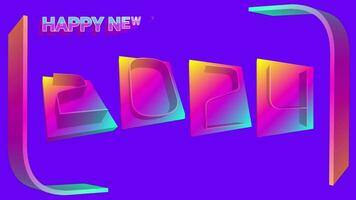 Colorful text animation of new year 2024 video